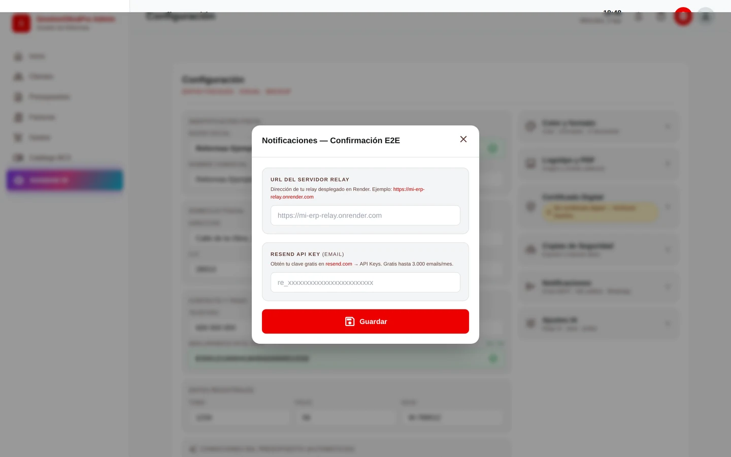 Panel de notificaciones